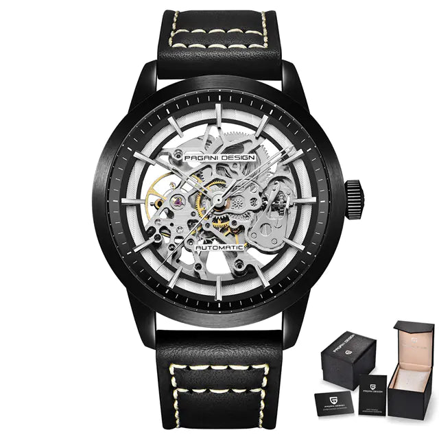 Pagani Design Skeleton Watch — Mens Automatic Open Heart Watch