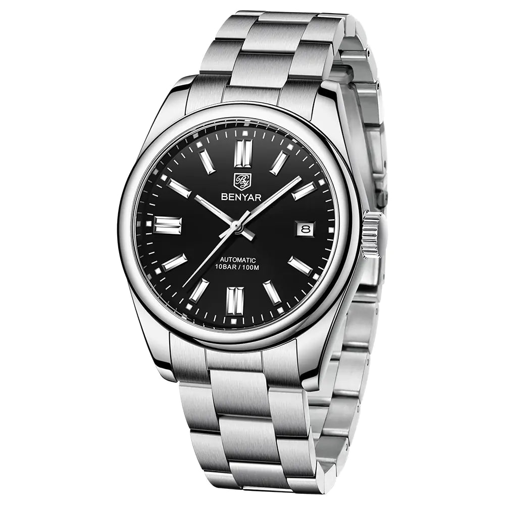 Benyar Automatic Mechanical Watch — Mens Stainless Steel Bracelet