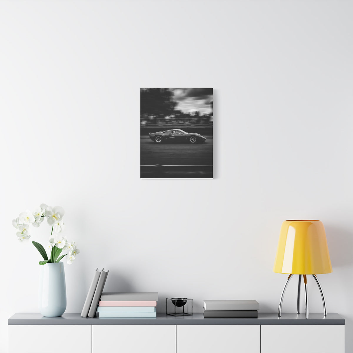 Pan Shot car canvas wall art — canvas corner detail, The Racing Society