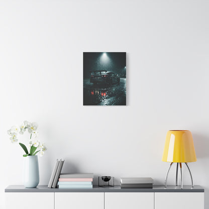 Rain Session car canvas wall art — canvas corner detail, The Racing Society