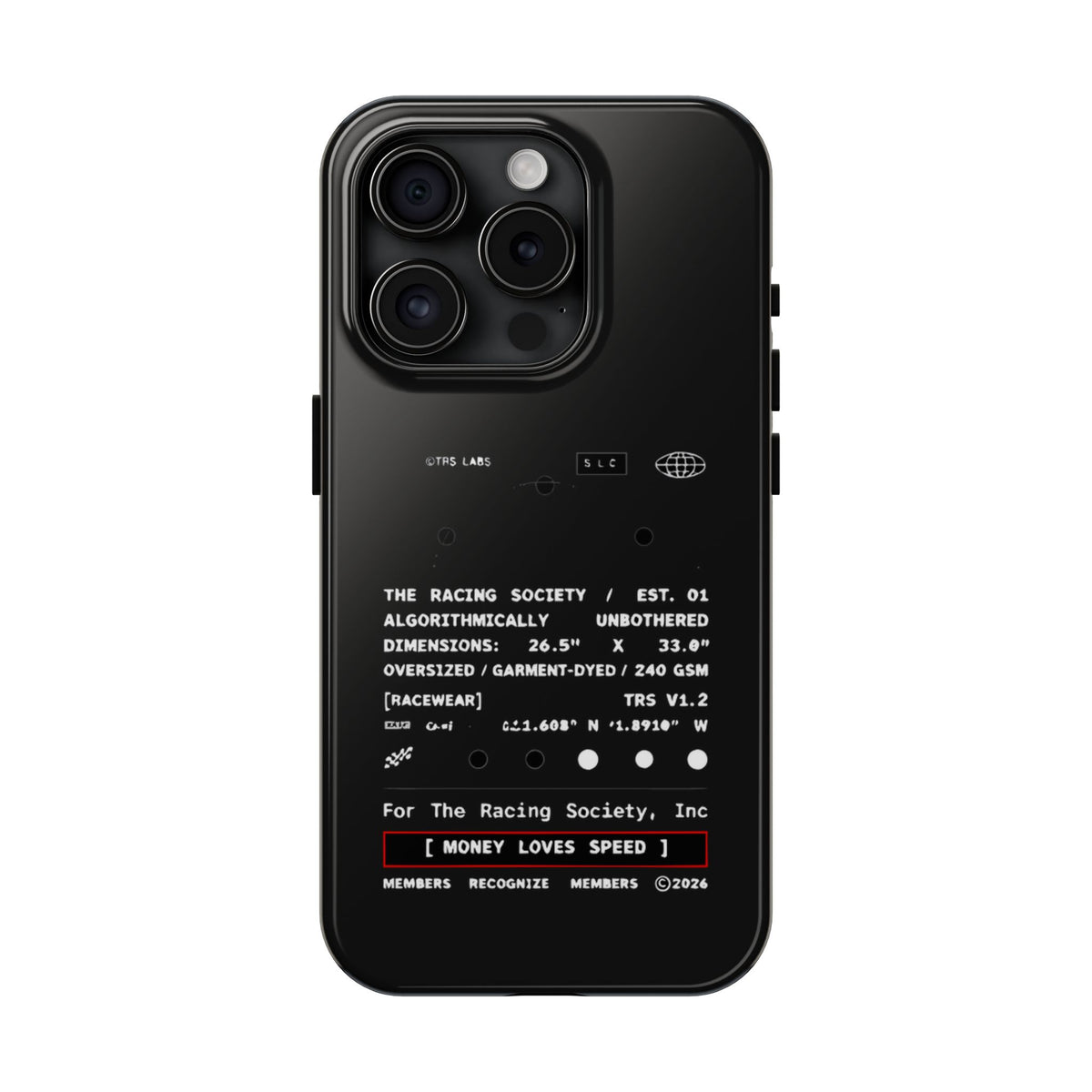 Money Loves Speed Spec — iPhone Tough Case