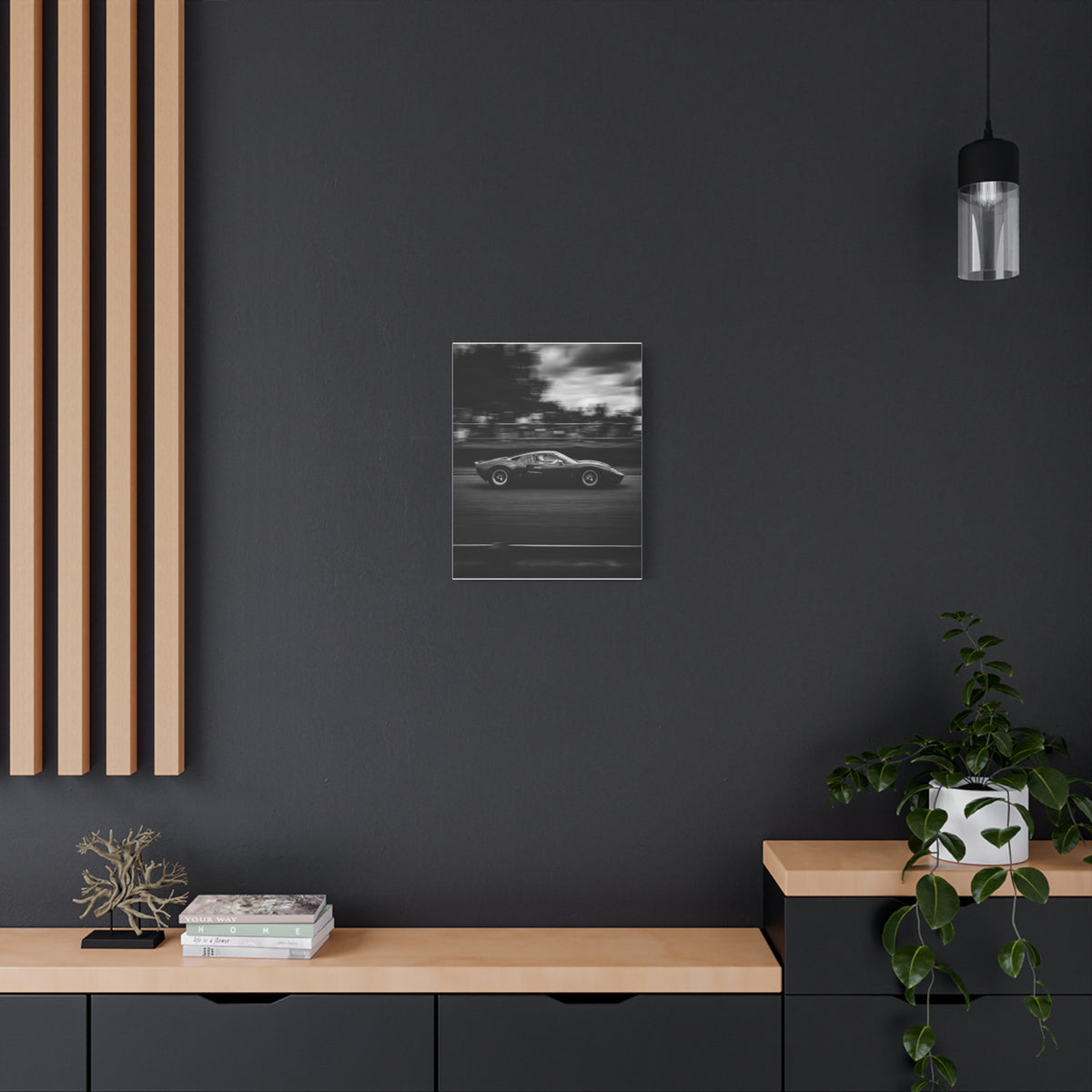 Pan Shot car canvas wall art — canvas side view, The Racing Society