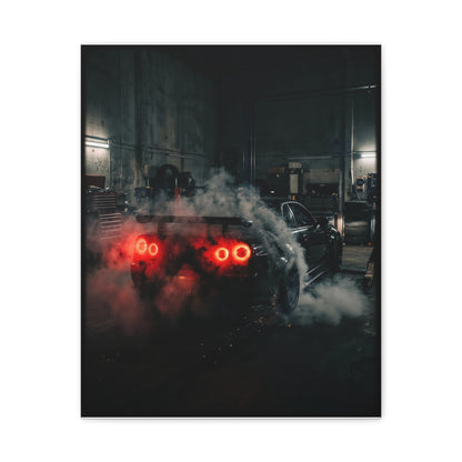 Smoke Signals car canvas wall art — matte canvas front view, The Racing Society