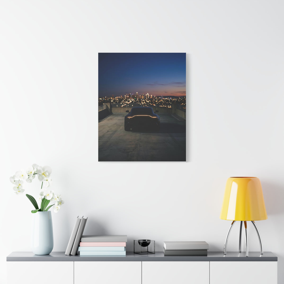 Blue Hour car canvas wall art — canvas close-up, The Racing Society