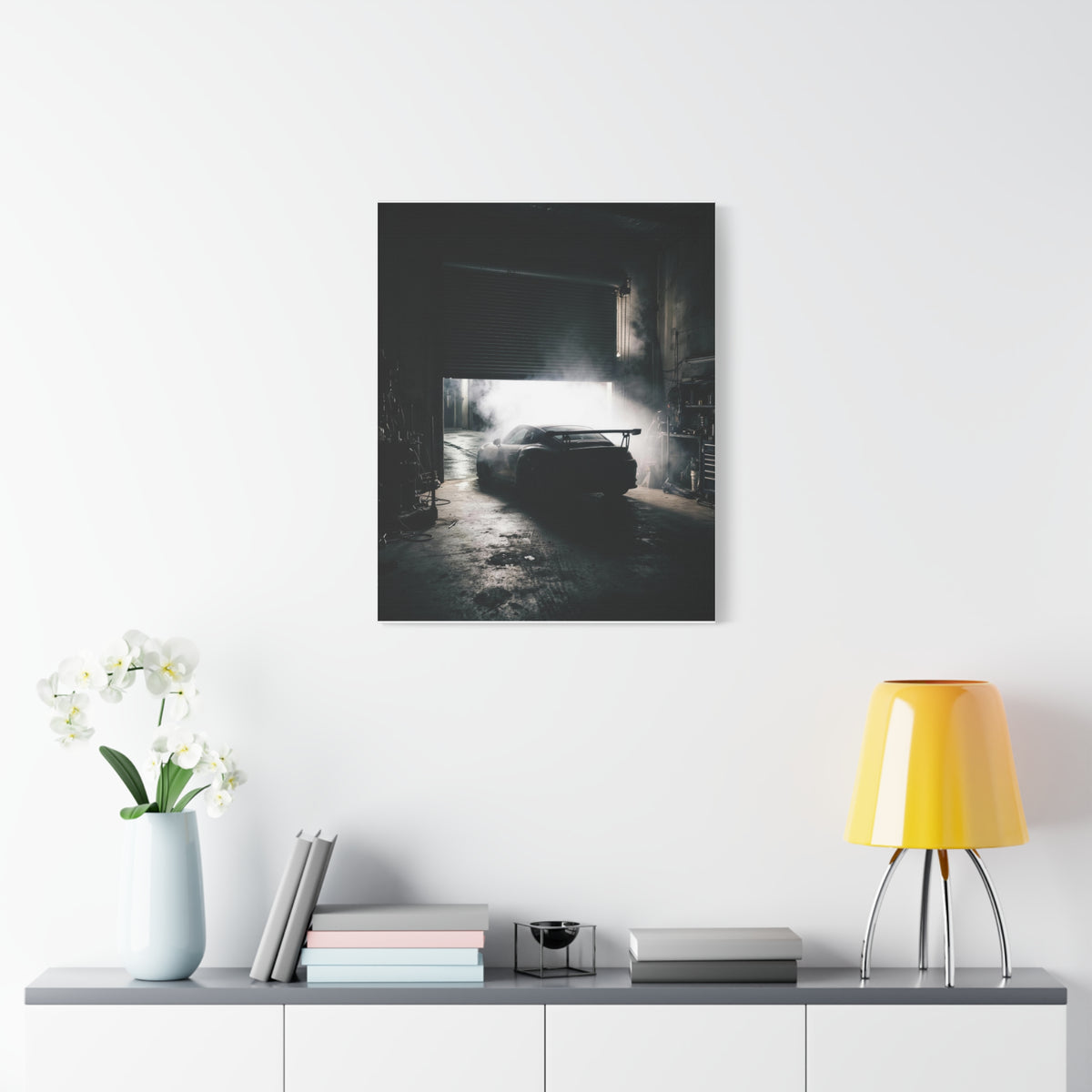 Bay Door car canvas wall art — canvas close-up, The Racing Society