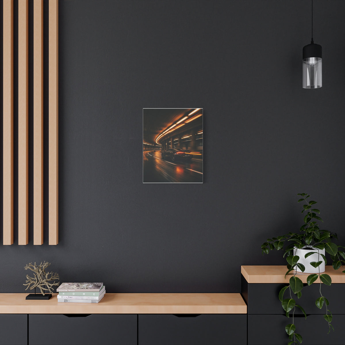 Sodium Tunnel car canvas wall art — canvas side view, The Racing Society