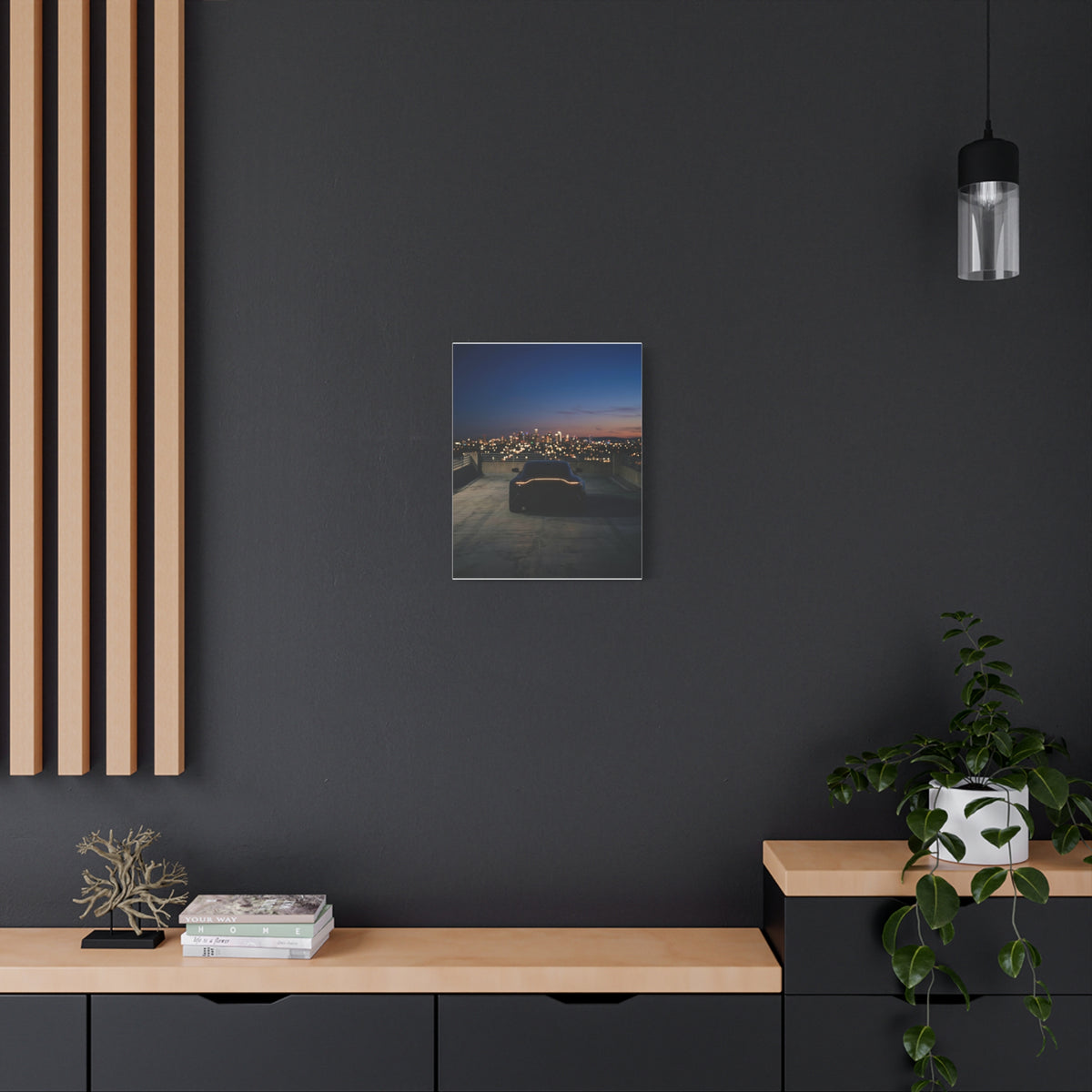 Blue Hour car canvas wall art — canvas side view, The Racing Society