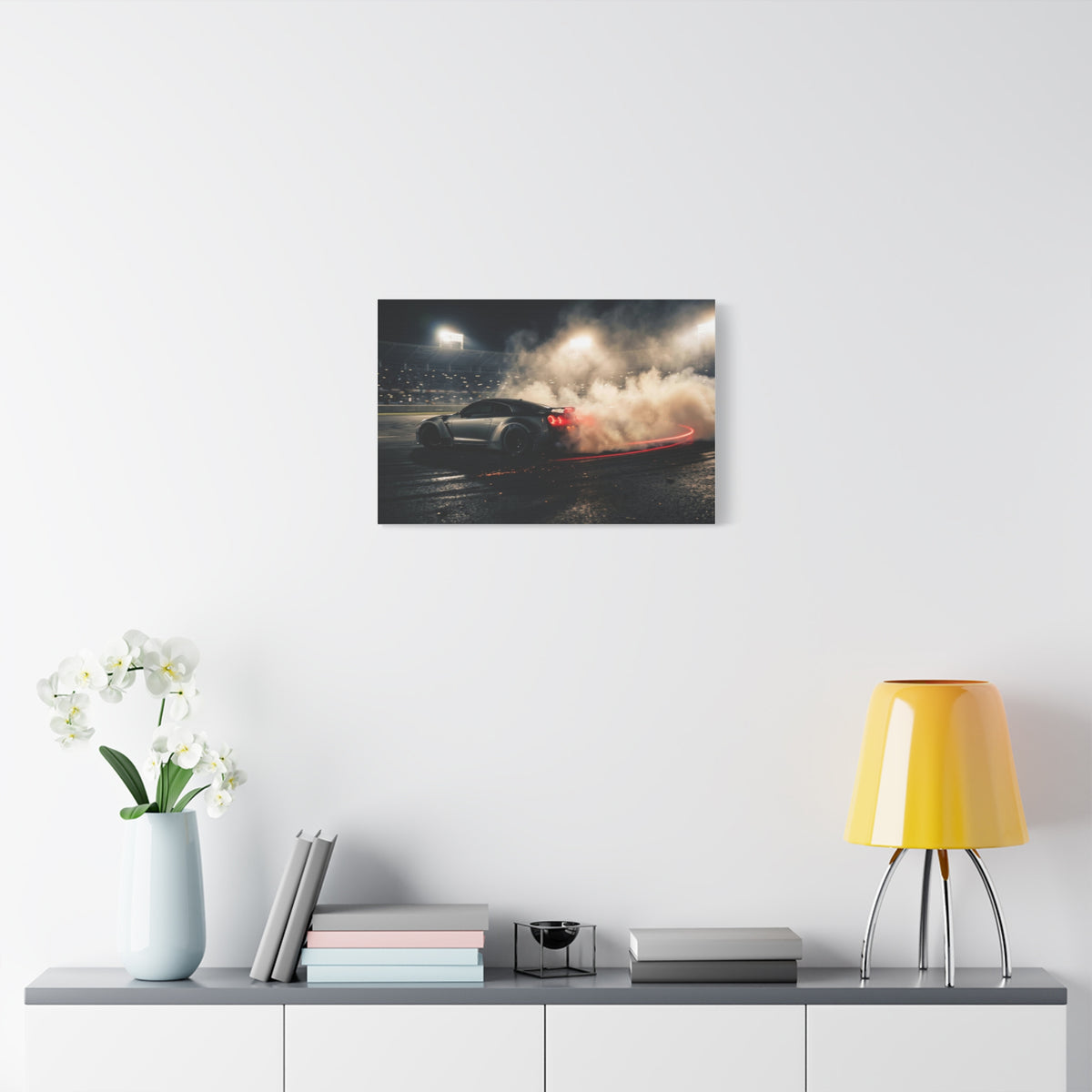 Slide car canvas wall art — canvas corner detail, The Racing Society