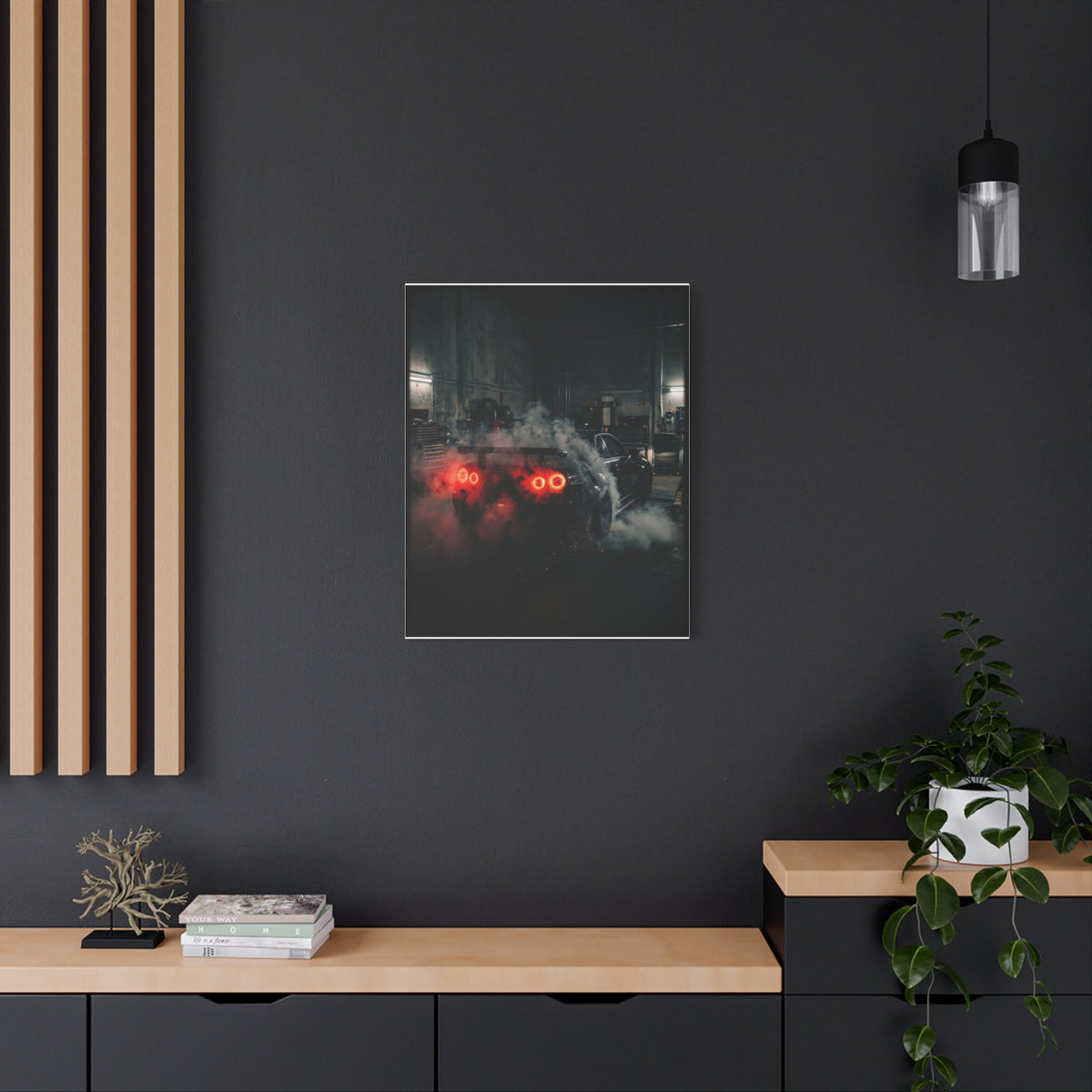 Smoke Signals car canvas wall art — canvas scale view, The Racing Society