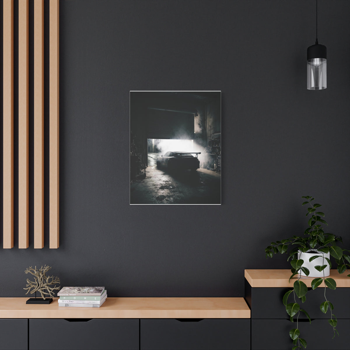 Bay Door car canvas wall art — canvas scale view, The Racing Society