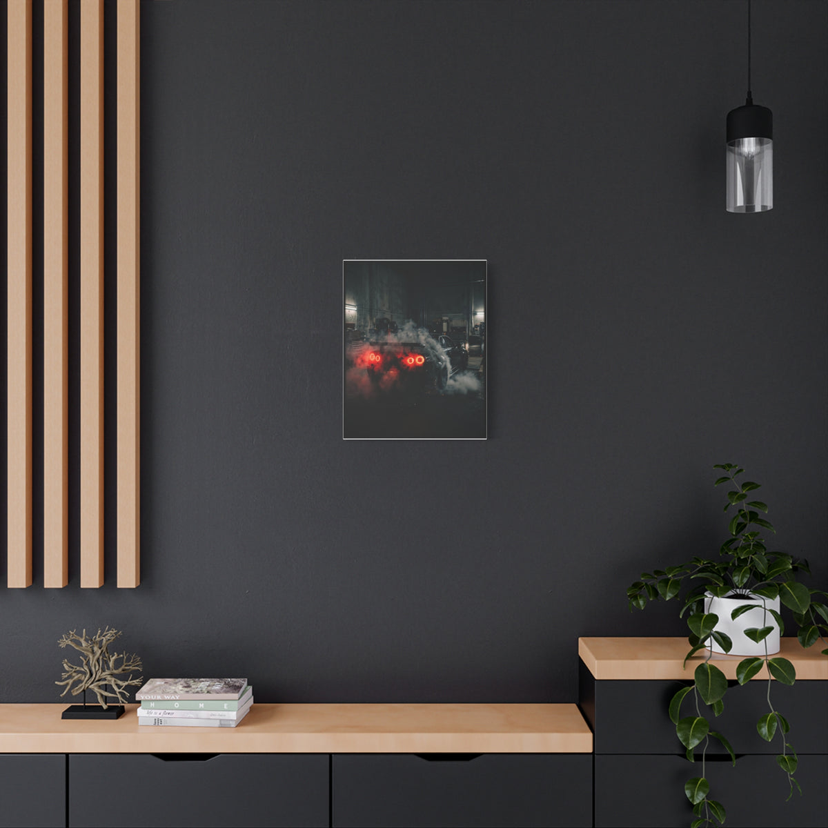 Smoke Signals car canvas wall art — canvas side view, The Racing Society