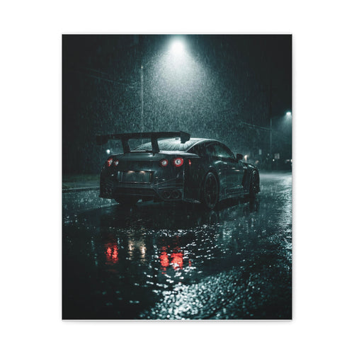 Rain Session car canvas wall art — matte canvas front view, The Racing Society