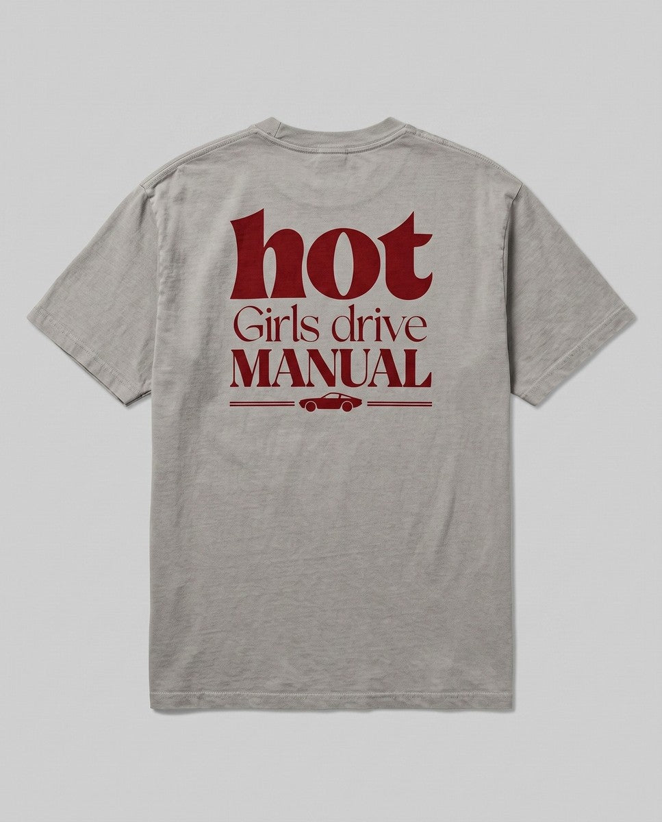 Hot Girls Drive Manual — back flat, Faded Grey
