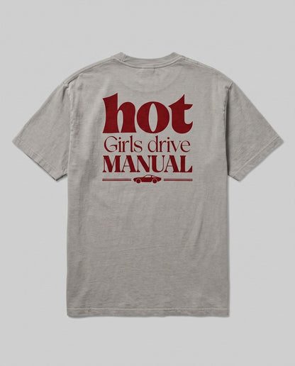 Hot Girls Drive Manual — back flat, Faded Grey