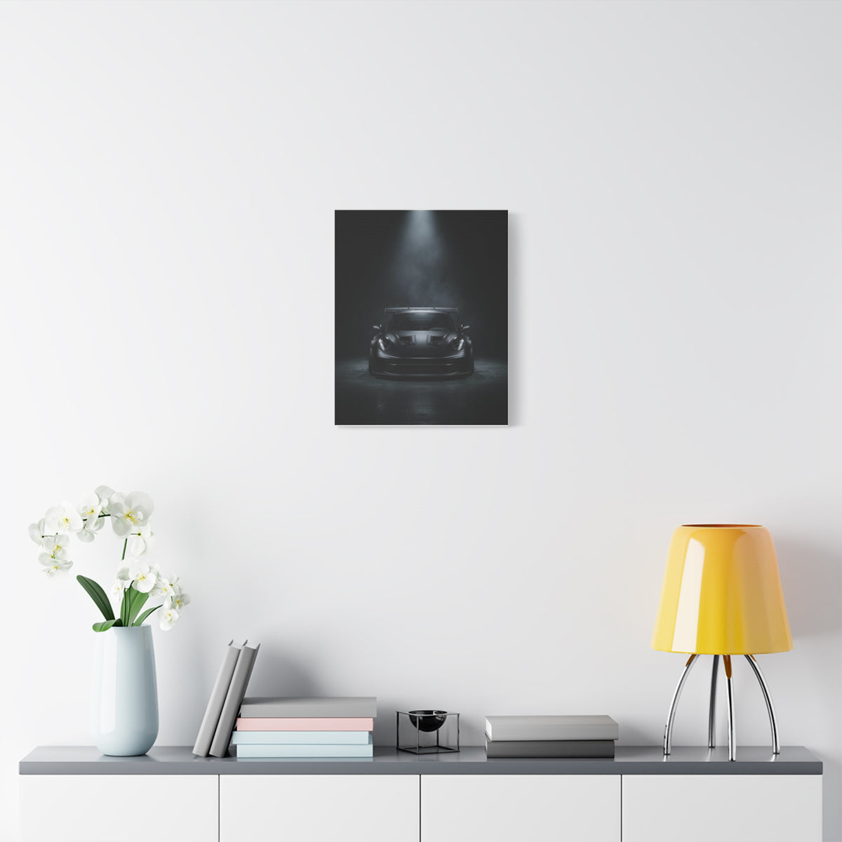 Blackout Beam car canvas wall art — canvas corner detail, The Racing Society