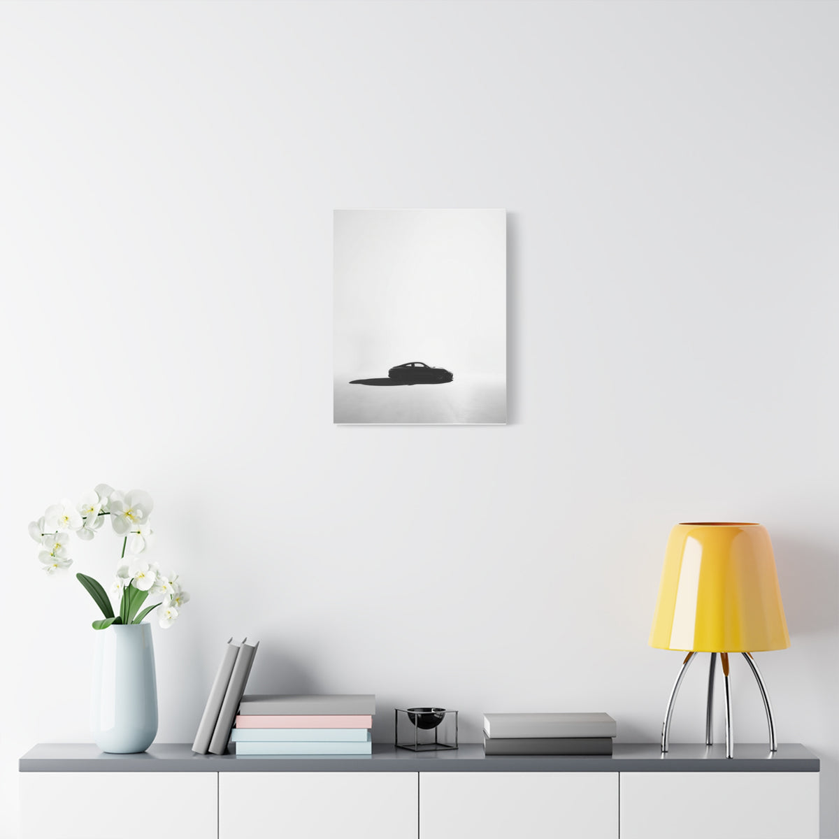 White Room car canvas wall art — canvas corner detail, The Racing Society
