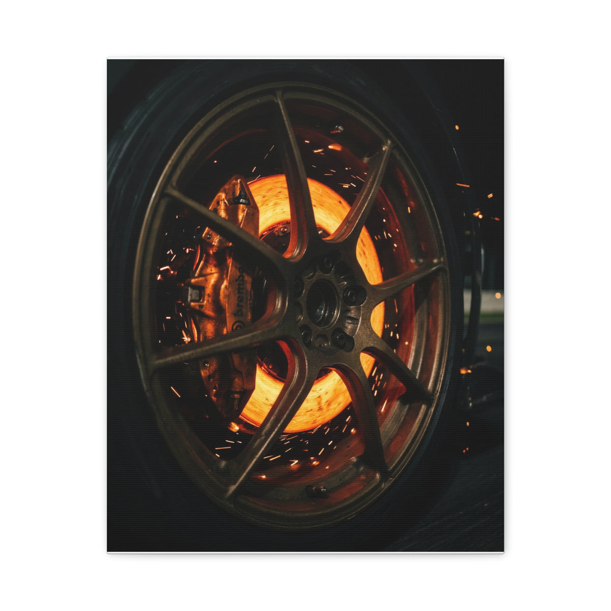Glow Discs car canvas wall art — matte canvas front view, The Racing Society