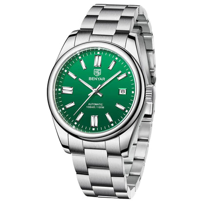 Benyar Automatic Mechanical Watch — Mens Stainless Steel Bracelet