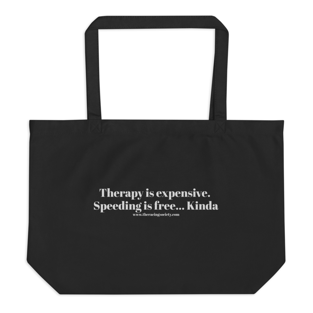 Therapy Is Expensive Large Eco Tote, The Racing Society — product view 2
