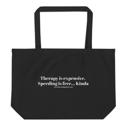 Therapy Is Expensive Large Eco Tote, The Racing Society — product view 2