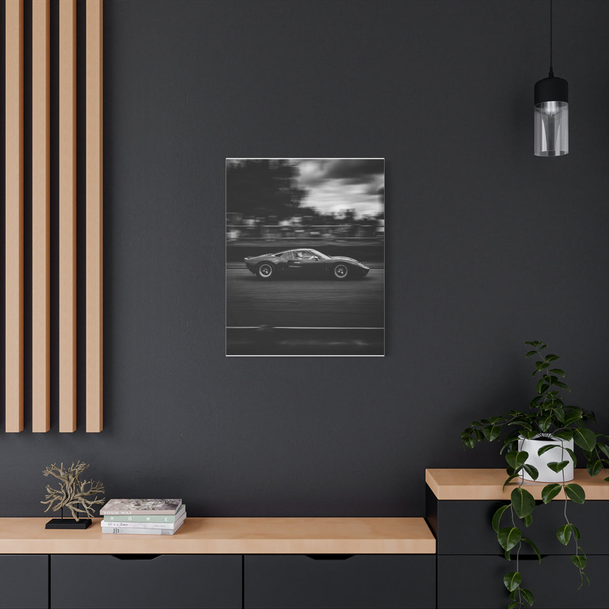 Pan Shot car canvas wall art — canvas scale view, The Racing Society