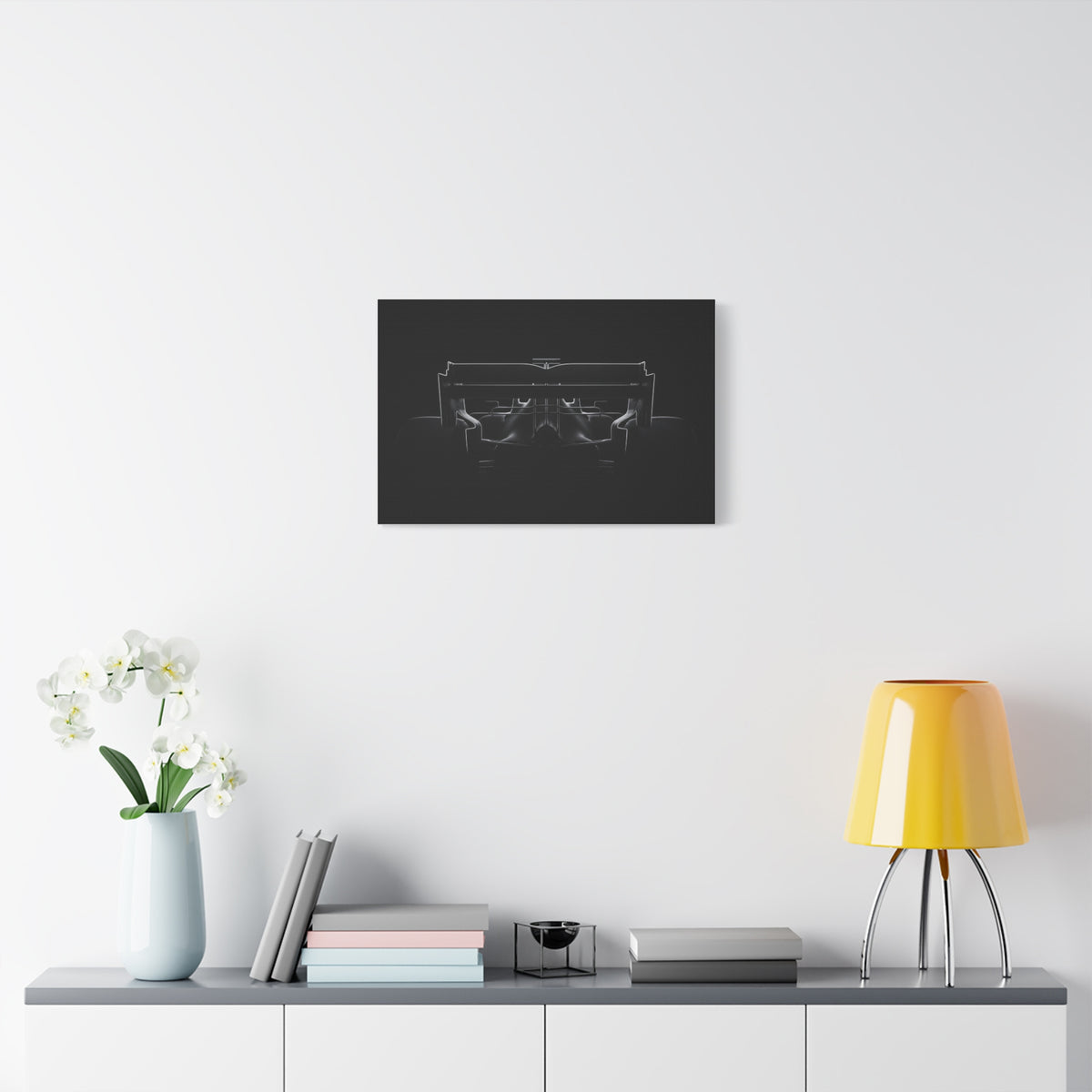 The Wing car canvas wall art — canvas corner detail, The Racing Society