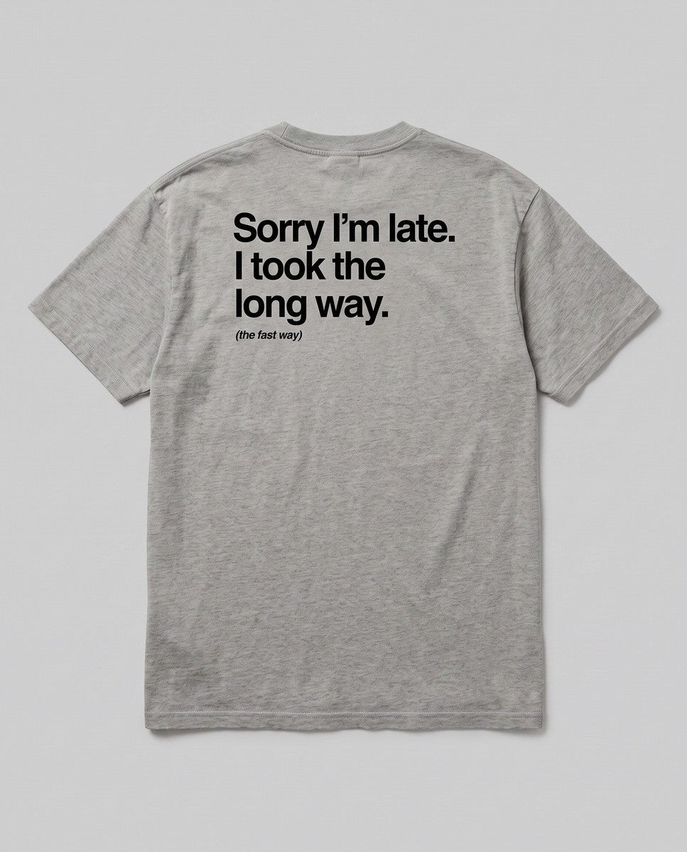 Sorry I'm Late, I Took The Long Way — back flat, Faded Grey