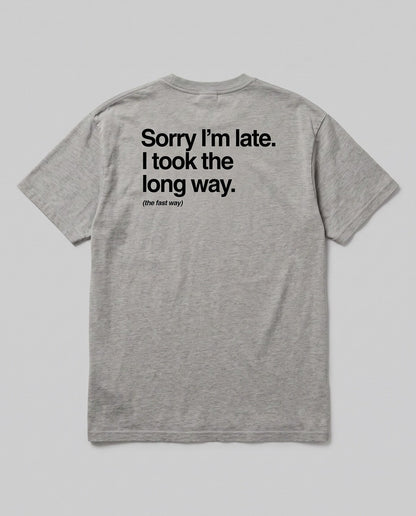Sorry I'm Late, I Took The Long Way — back flat, Faded Grey