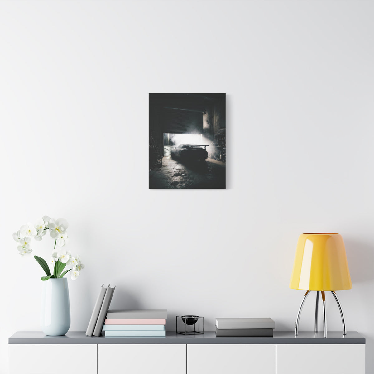 Bay Door car canvas wall art — canvas corner detail, The Racing Society