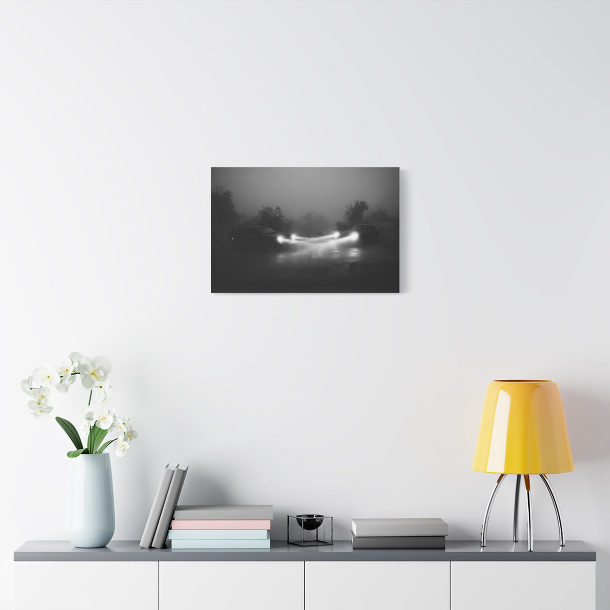Crossing car canvas wall art — canvas corner detail, The Racing Society