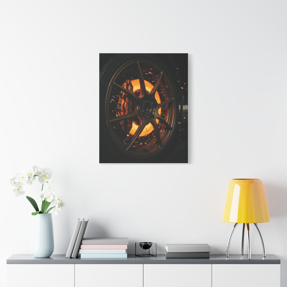 Glow Discs car canvas wall art — canvas close-up, The Racing Society