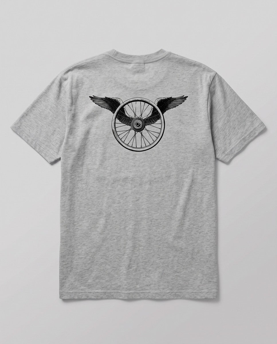 Winged Wheel — back flat, Faded Grey