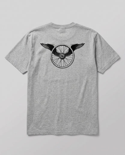 Winged Wheel — back flat, Faded Grey