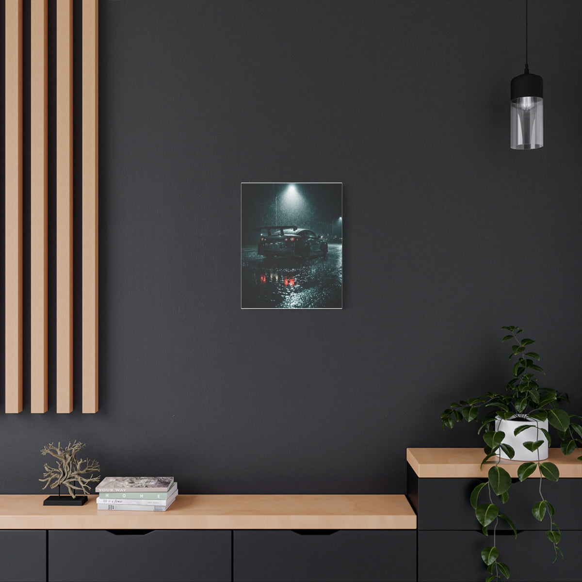 Rain Session car canvas wall art — canvas side view, The Racing Society