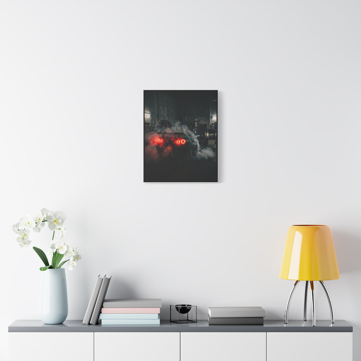 Smoke Signals car canvas wall art — canvas corner detail, The Racing Society