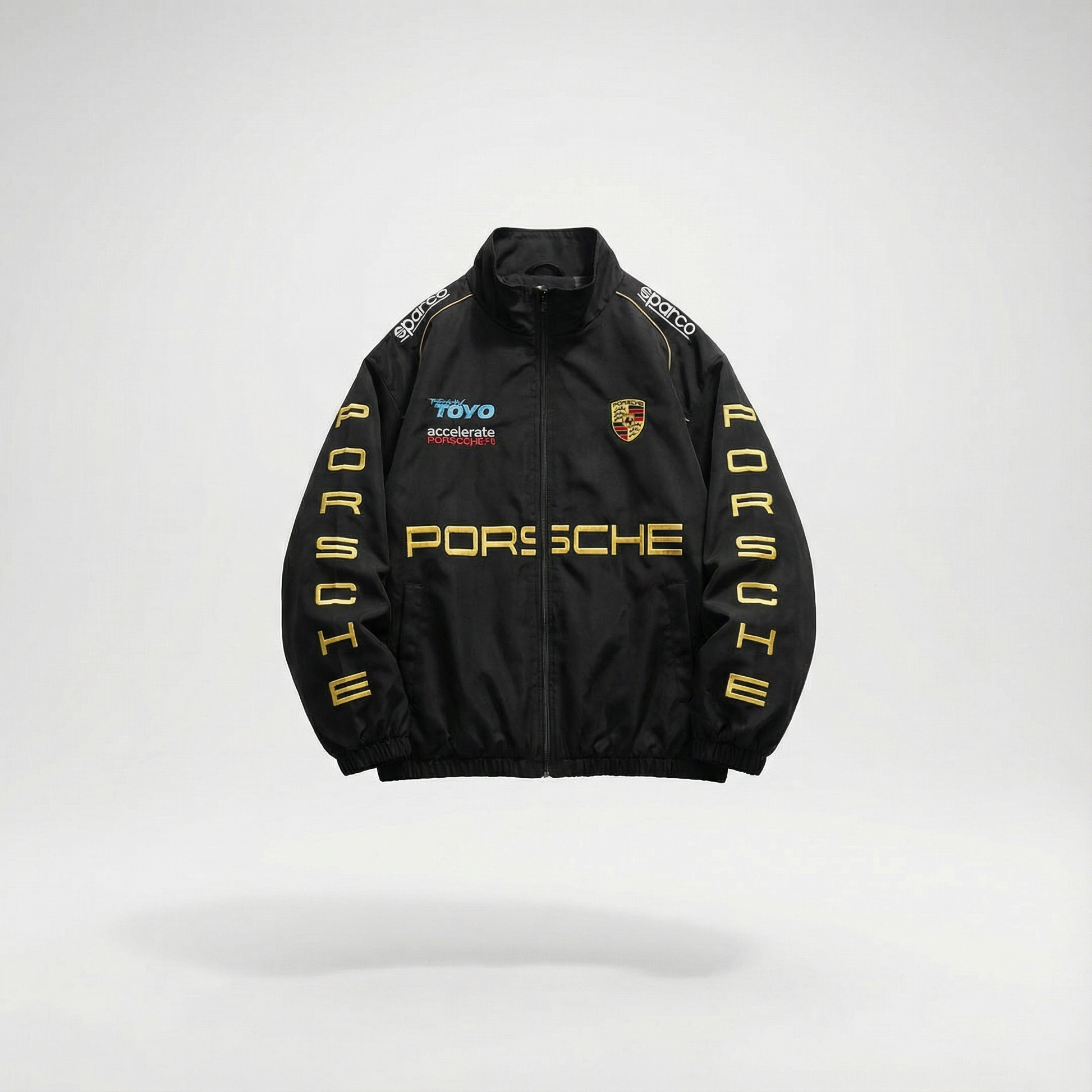 Porsche Racing Jacket in black featuring motorsport-inspired design and premium construction
