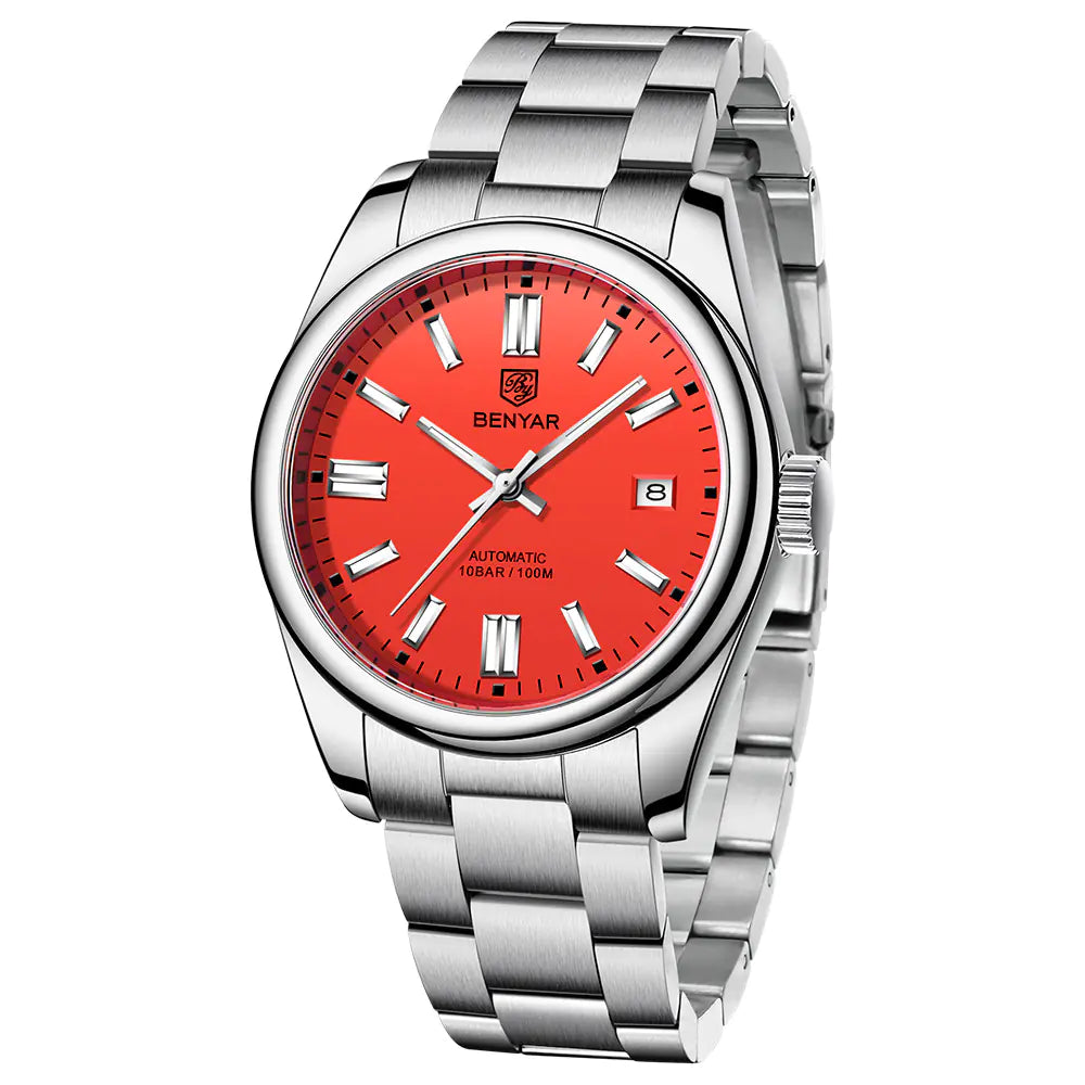 Benyar Automatic Mechanical Watch — Mens Stainless Steel Bracelet