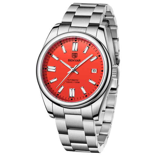 Benyar Men's Automatic Mechanical Watch with Steel Band