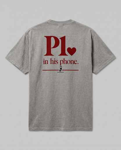 P1 In His Phone — back flat, Faded Grey
