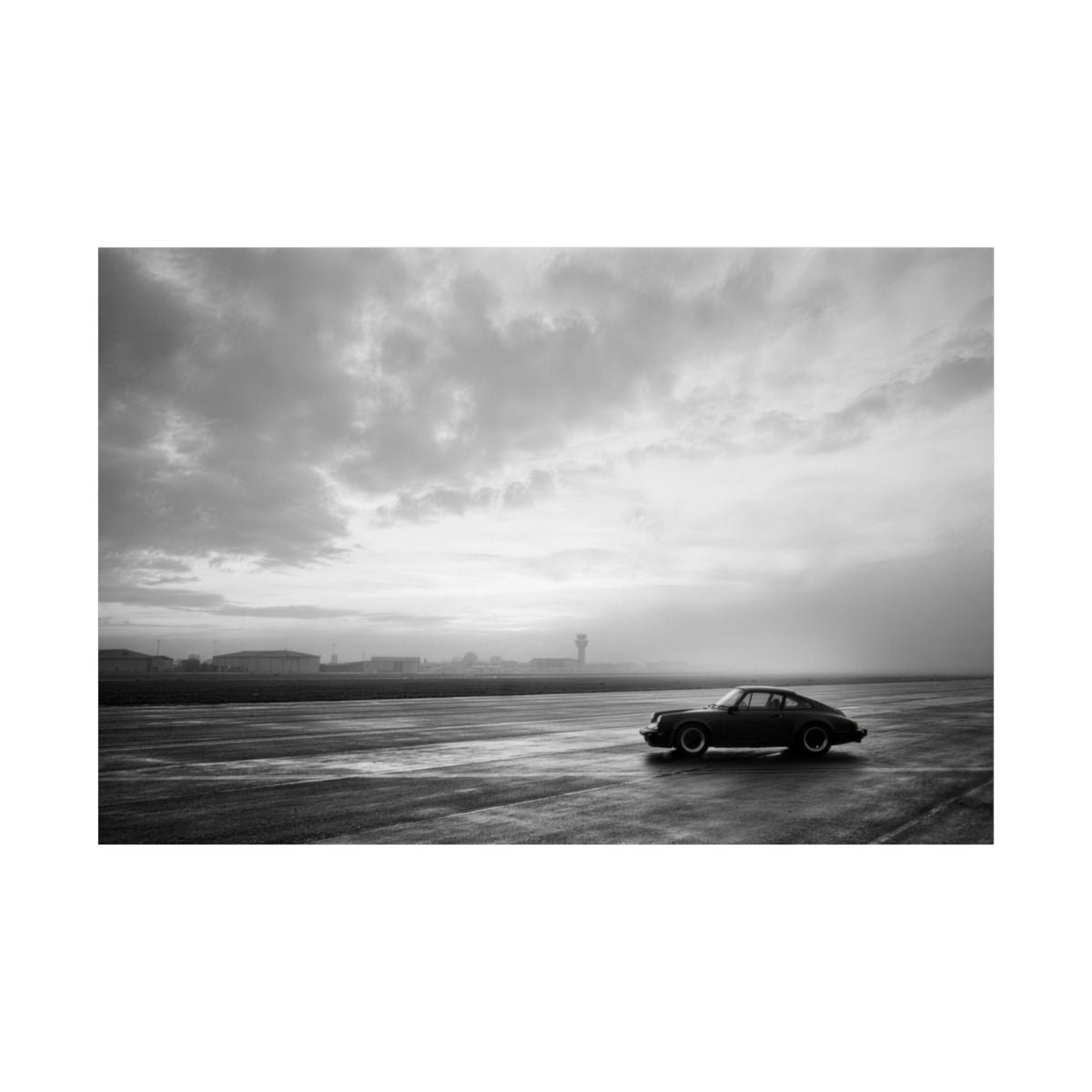 Airfield car poster — matte automotive wall art, flat