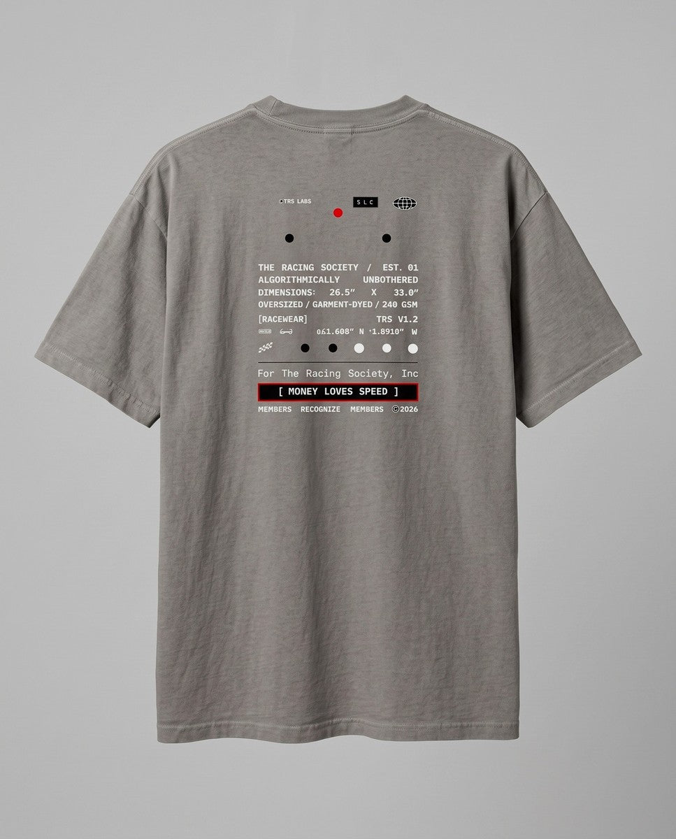 Money Loves Speed — back flat, Faded Grey