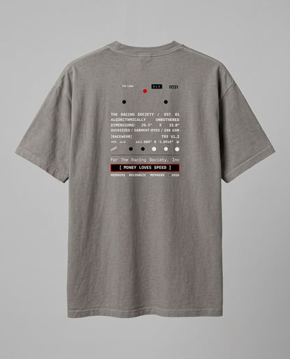Money Loves Speed — back flat, Faded Grey