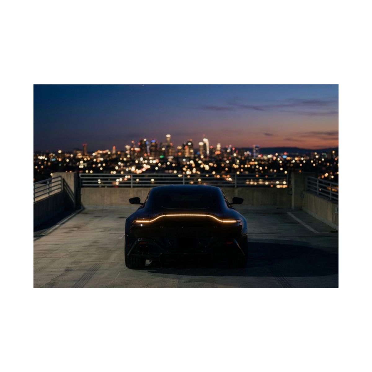 Blue Hour car poster — matte automotive wall art, flat