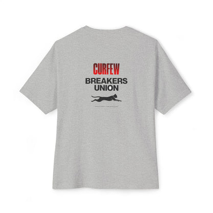 Curfew Breakers Union oversized boxy tee — back print, Athletic Heather