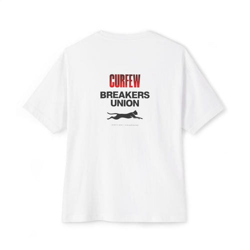 Curfew Breakers Union oversized boxy tee — back print, White