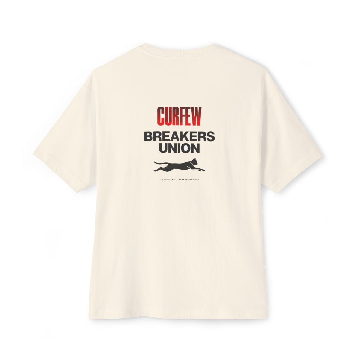 Curfew Breakers Union oversized boxy tee — back print, Natural