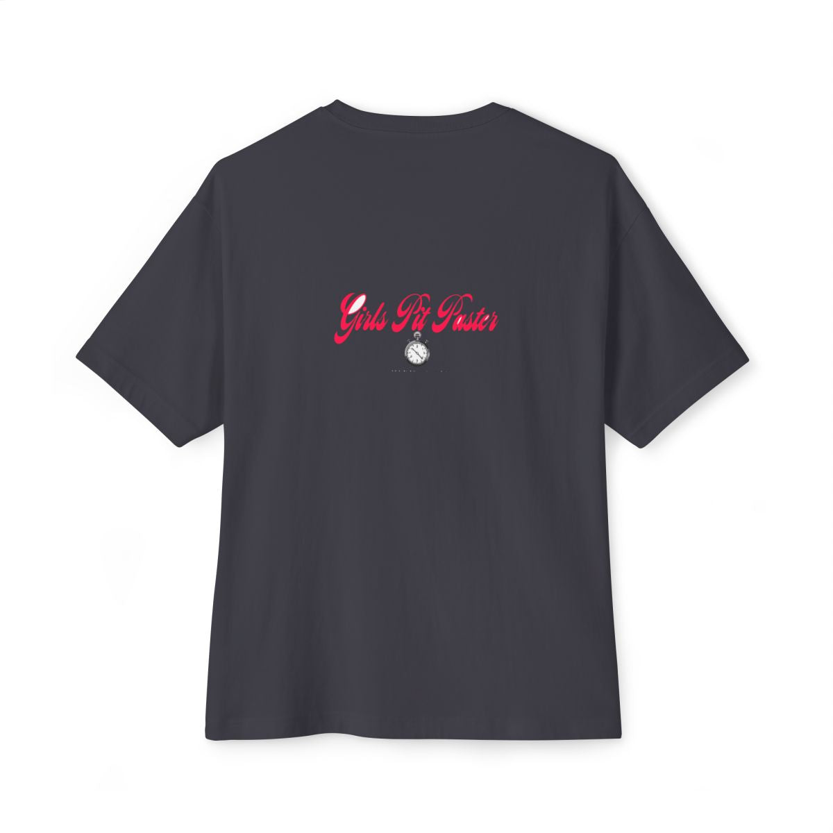 Girls Pit Faster oversized boxy tee — back print, Dark Grey