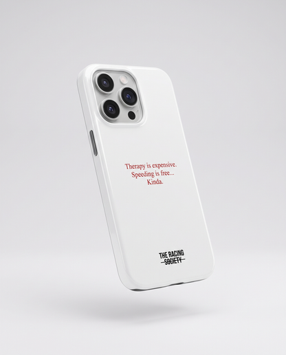 Therapy Is Expensive tough case on iPhone 17 Pro Max — studio hero