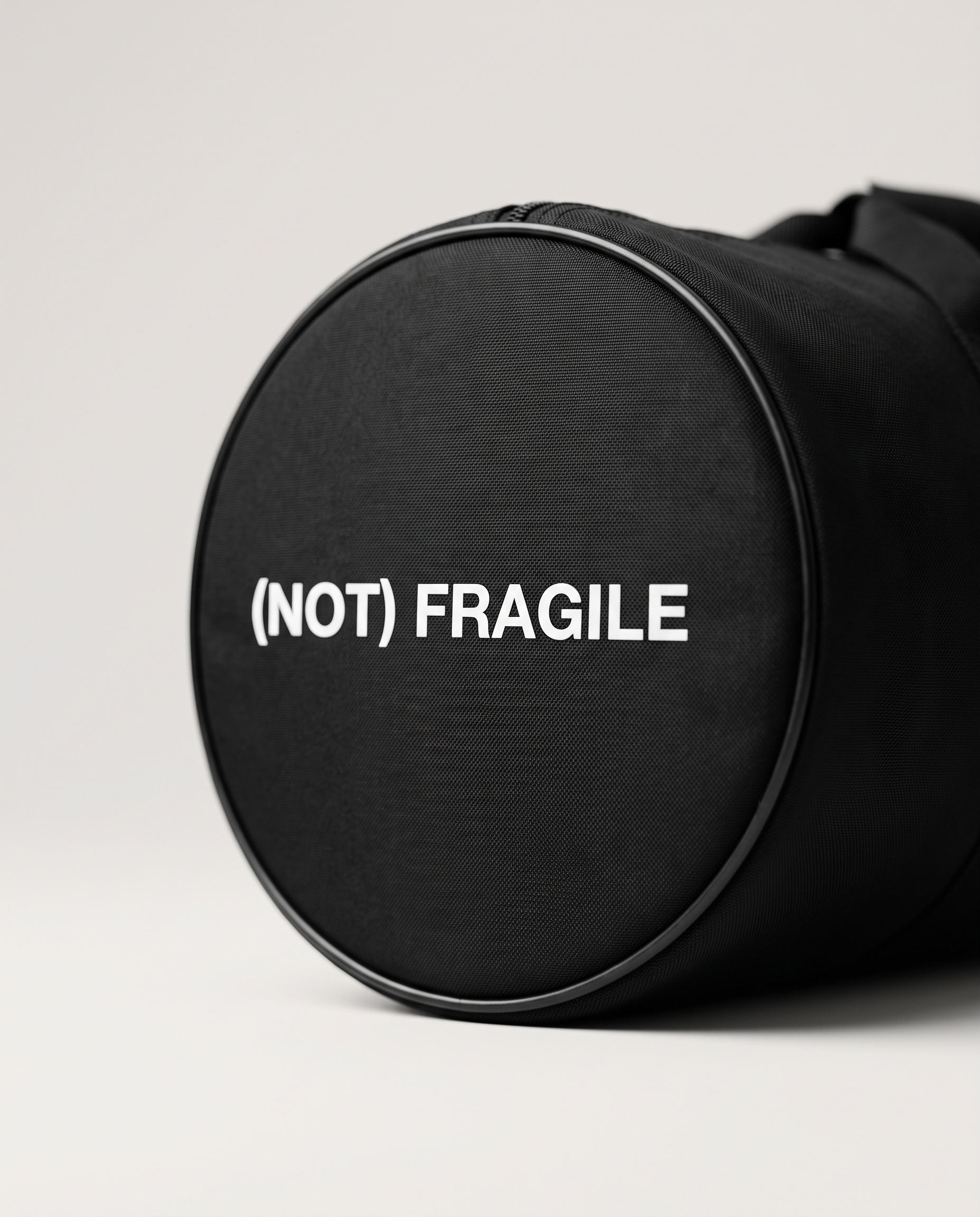 Wordmark gym bag — (NOT) FRAGILE end cap detail