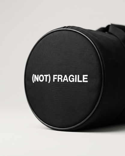 Wordmark gym bag — (NOT) FRAGILE end cap detail